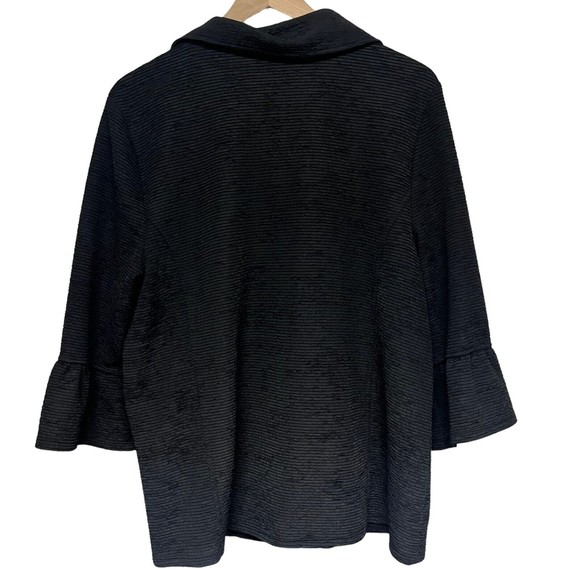 JM Collection Womens Textured Bell Sleeve Jacket Size L Black Career Workwear - Picture 4 of 9